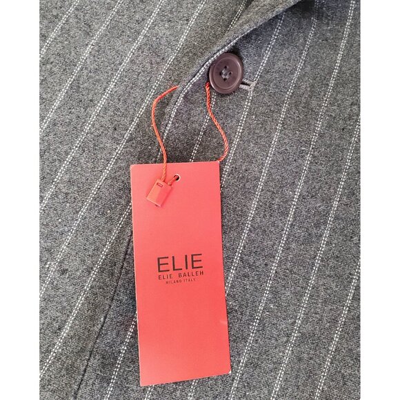 Elie Balleh Mens Grey Chalk Stripe Single Button Sport Coat Blazer Jacket XXL - Picture 3 of 9